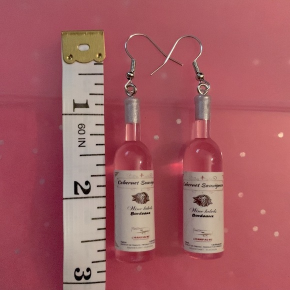 NEW! Wine / Champagne Bottle Novelty Earrings - Picture 3 of 5
